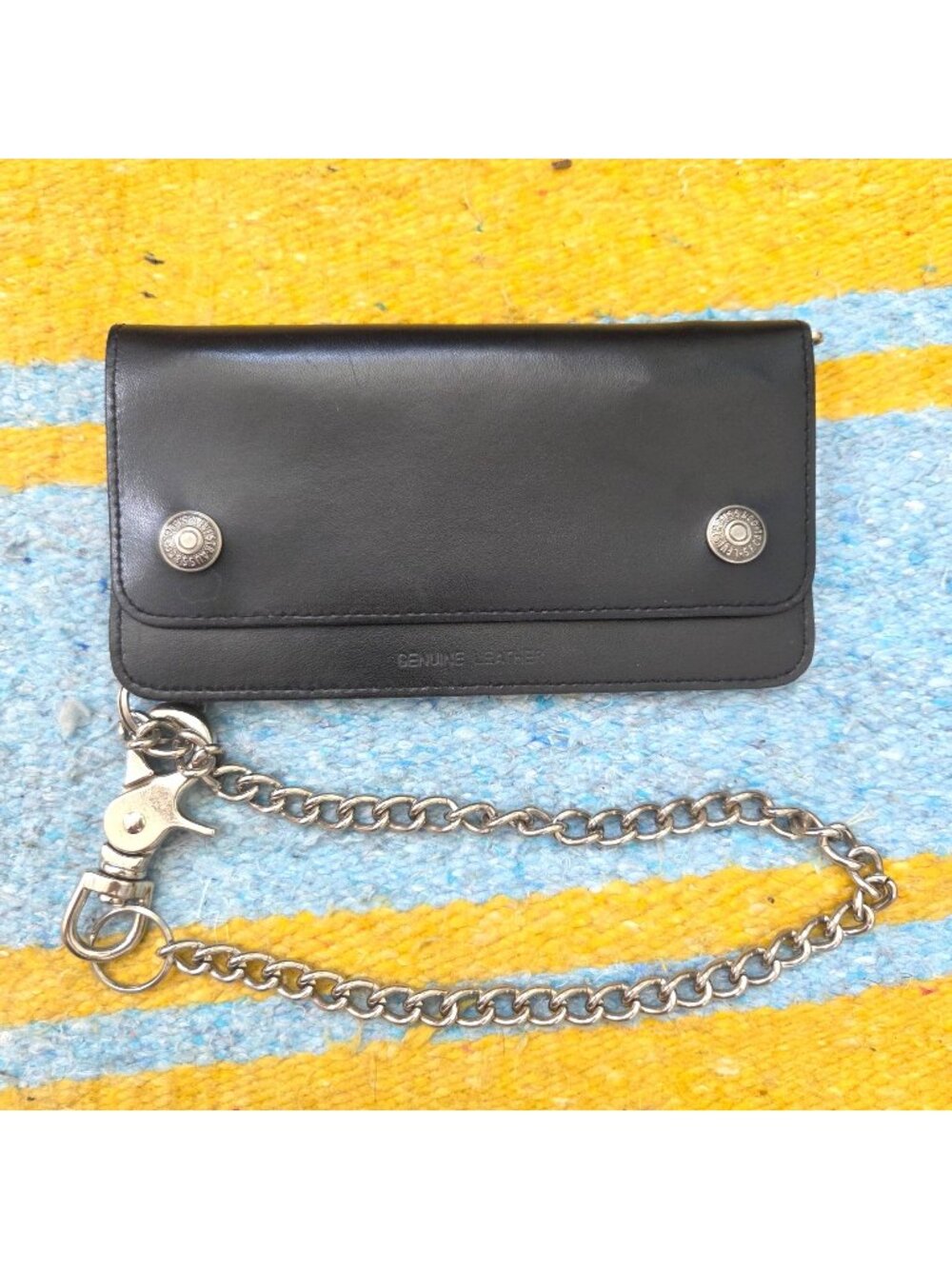 Levi's Genuine Leather Men's Black Biker Wallet with Chain